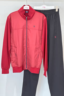 Remsa - Men's Stretch Cotton Tracksuit Set 3712 Burgundy (1)