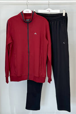 Remsa - Men's Stretch Jersey Tracksuit Set Burgundy