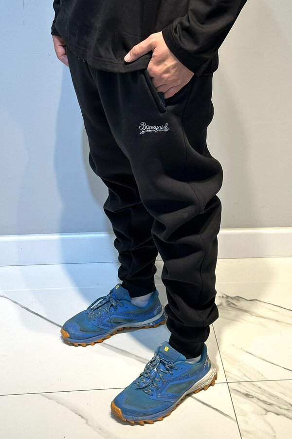 Men's Elastic Waist Sweatpants with Ankle Length and Three-Thread Yarn - Thumbnail