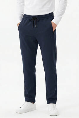 Remsa - Men's Tapered Straight Leg Elastic Waist Sweatpants in Navy