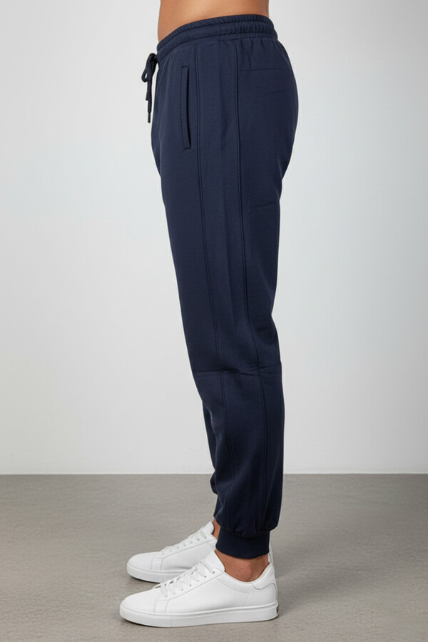 Men's Trouser with Elastic Waist Sweatpants 25707 Navy - Thumbnail