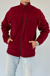 Remsa Spor - Men's Zippered 3-Pocket Stand Collar Polar Jacket Cardigan 1141 Burgundy