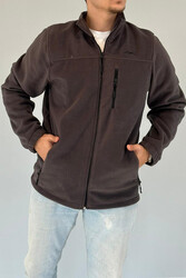 Remsa Spor - Men's Zippered 3-Pocket Stand Collar Polar Jacket Cardigan 1141 Gray