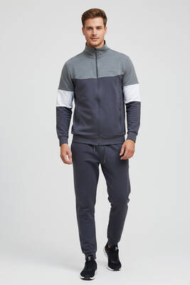 Remsa - Men's Zippered Cotton Tracksuit Set in Taupe