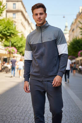 Remsa - Men's Zippered Cotton Tracksuit Set in Taupe (1)