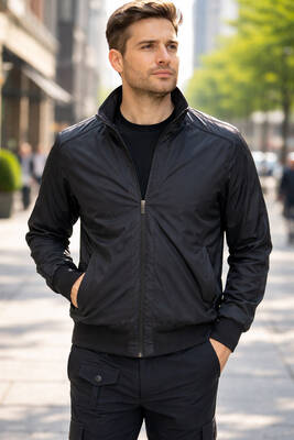 Remsa - Men's Zippered Mid-Season Jacket REU-9114 Black