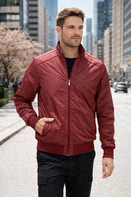 Remsa - Men's Zippered Mid-Season Jacket REU-9114 Burgundy (1)