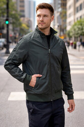 Remsa - Men's Zippered Mid-Season Jacket REU-9114 Khaki