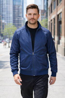 Remsa - Men's Zippered Mid-Season Jacket REU-9114 Navy Blue