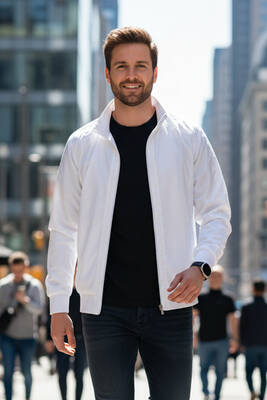 Remsa - Men's Zippered Mid-Season Jacket REU-9114 White