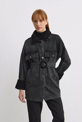 Remsa - Merwish Kürklü Denim Ceket 1116 Antrasit