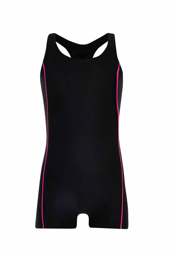 Milana 5627 Black Girls' Swimsuit with Straps and Shorts - Thumbnail