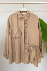 Lale Butik - Mink Ruffle Detail Ayrobin Shirt Tunic 4195