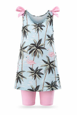 Alfasa - Mint Green Leaf Print Two-Piece Swimsuit Set (1)