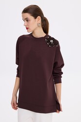 Missemramiss - Missemramiss Aksesuarlı Comfort Sweatshirt 4631 Kahverengi