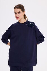 Missemramiss - Missemramiss Aksesuarlı Comfort Sweatshirt 4631 Lacivert