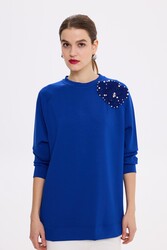 Missemramiss - Missemramiss Aksesuarlı Comfort Sweatshirt 4631 Saks