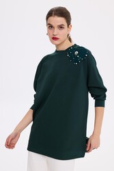 Missemramiss - Missemramiss Aksesuarlı Comfort Sweatshirt 4631 Zümrüt