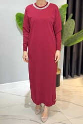 Missemramiss - Missemramiss Amore Taş İşlemeli Triko Elbise 4712 Vişne
