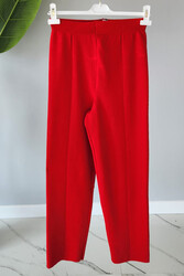 Missemramiss - Missemramiss Elegante Pamuklu Triko Pantalon 4159 Kırmızı