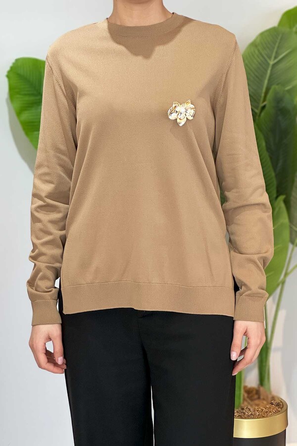 Missemramiss Elegante Triko Bluz 4711 Camel