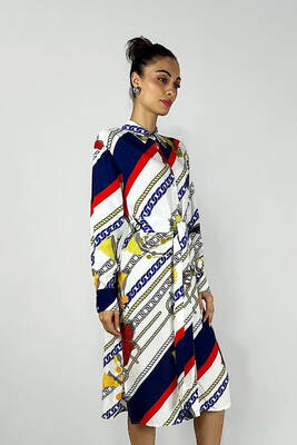 Lale Butik - Missemramiss Floş Viskon Summer Gömlek Tunik 3938 Zincir Desenli