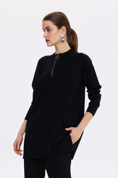 Missemramiss - Missemramiss Live Zip Detail Knit Tunic Sweater 4587 Black