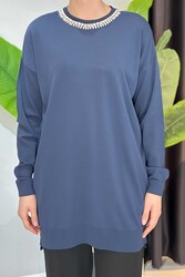 Missemramiss - Missemramiss Maglia Taş İşlemeli Triko Tunik 4710 Lacivert