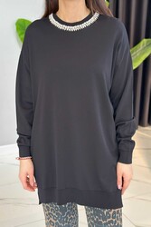Missemramiss - Missemramiss Maglia Taş İşlemeli Triko Tunik 4710 Siyah