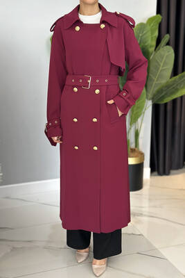 Missemramiss - Missemramiss Rose Trench Coat 4721 Burgundy 