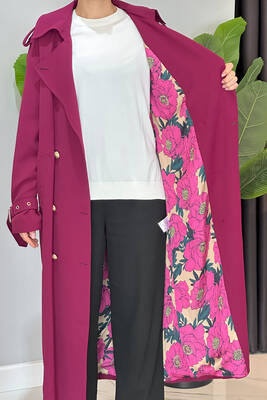 Missemramiss - Missemramiss Rose Trench Coat 4721 Burgundy (1)