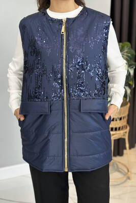 Missemramiss - Missemramiss Shiny Vest 4790 Navy Blue