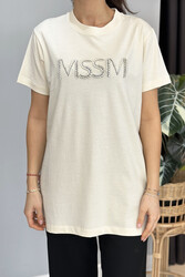 Missemramiss - Missemramiss Taşlı Tshirt Tunik 4741 Krem