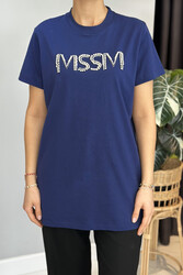 Missemramiss - Missemramiss Taşlı Tshirt Tunik 4741 Lacivert