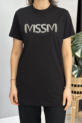 Missemramiss - Missemramiss Taşlı Tshirt Tunik 4741 Siyah