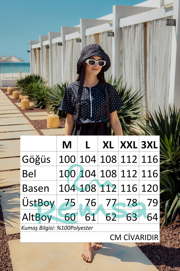 Monogram Print Modest Swimwear Set - Thumbnail