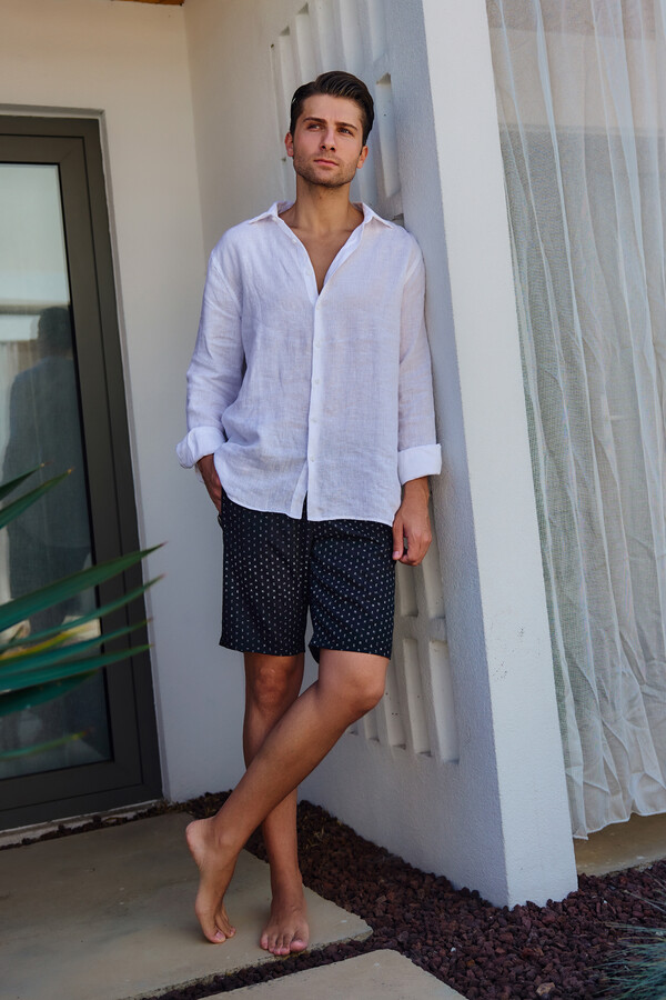Monogram Patterned Swim Shorts RKS-010 Black - Thumbnail