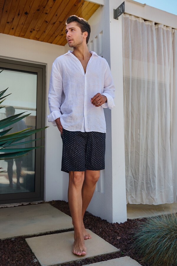 Monogram Patterned Swim Shorts RKS-010 Black - Thumbnail