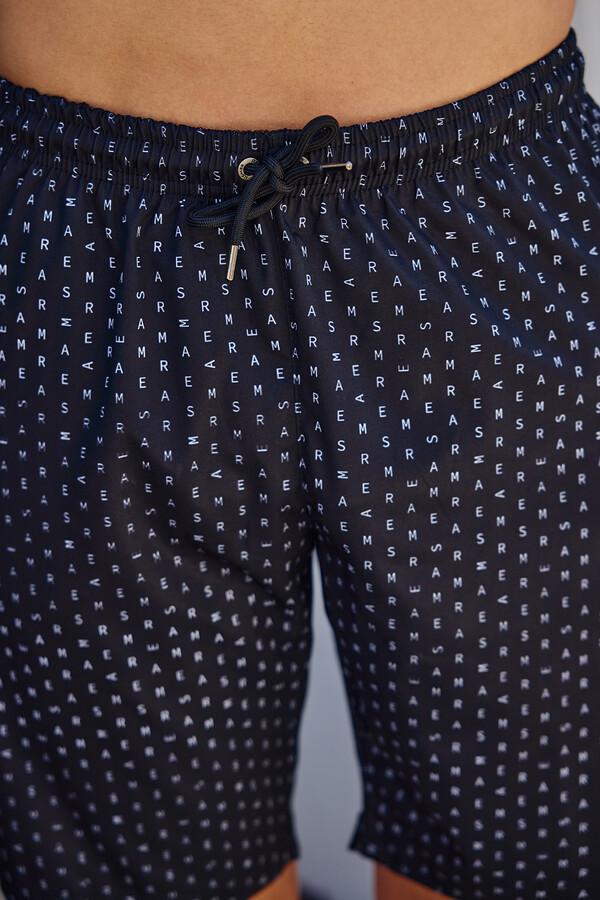 Monogram Patterned Swim Shorts RKS-010 Black - Thumbnail