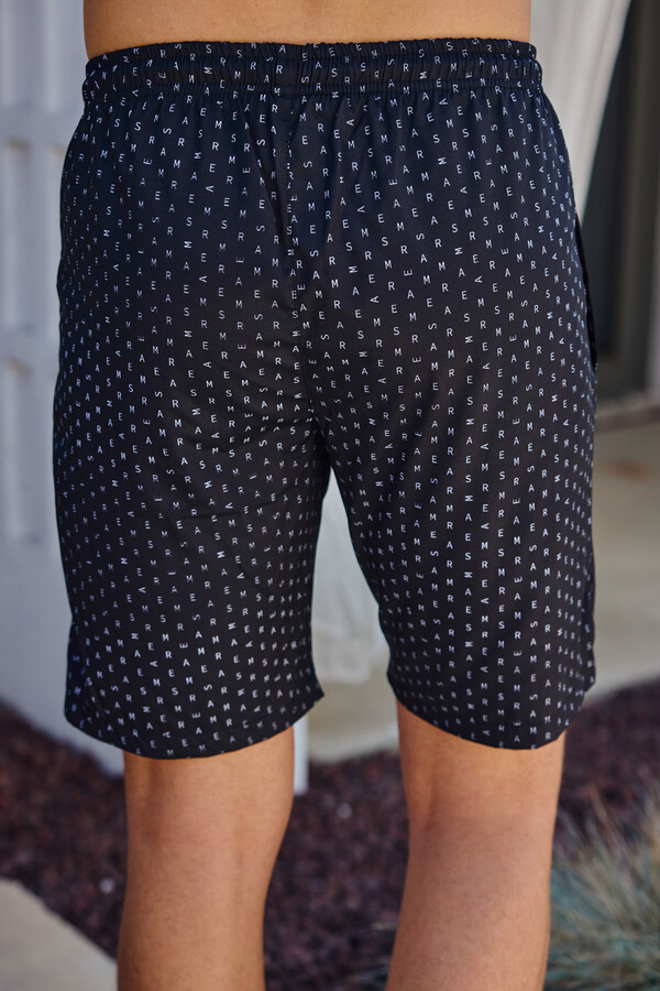 Monogram Patterned Swim Shorts RKS-010 Black - Thumbnail