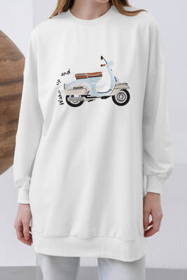 Remsa - Motor Nakış İşlemeli Sweat Tunik 10636 Ekru (1)