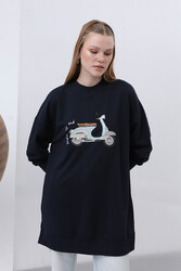 Remsa - Motor Nakış İşlemeli Sweat Tunik 10636 Lacivert