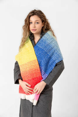 Remsa - Multicolored Boucle Scarf Shawl 67x197 cm 1288 Pink (1)