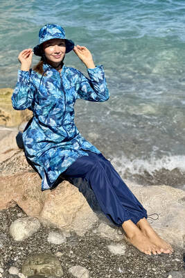Remsa - Navy Blue Full Cover Modest Swimsuit Set 2503