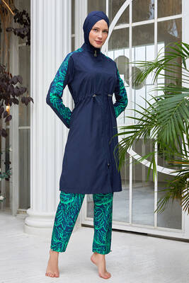 Maresiva - Navy Blue Full Cover Modest Swimsuit Set 2503