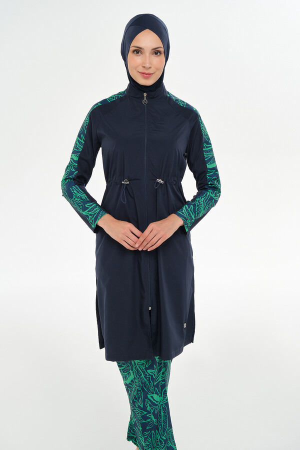Navy Blue Full Cover Modest Swimsuit Set 2503 - Thumbnail