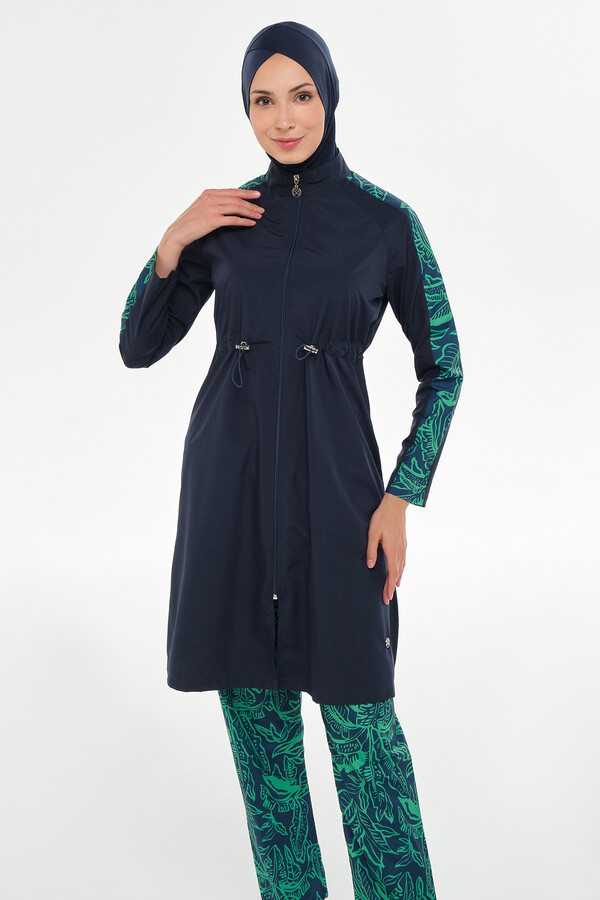 Navy Blue Full Cover Modest Swimsuit Set 2503 - Thumbnail