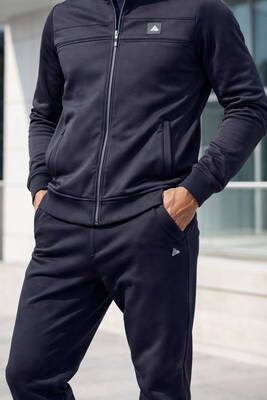Remsa - Navy Cotton Blend Zip-Up Tracksuit Set with Straight Pants | Remsa Mayo (1)
