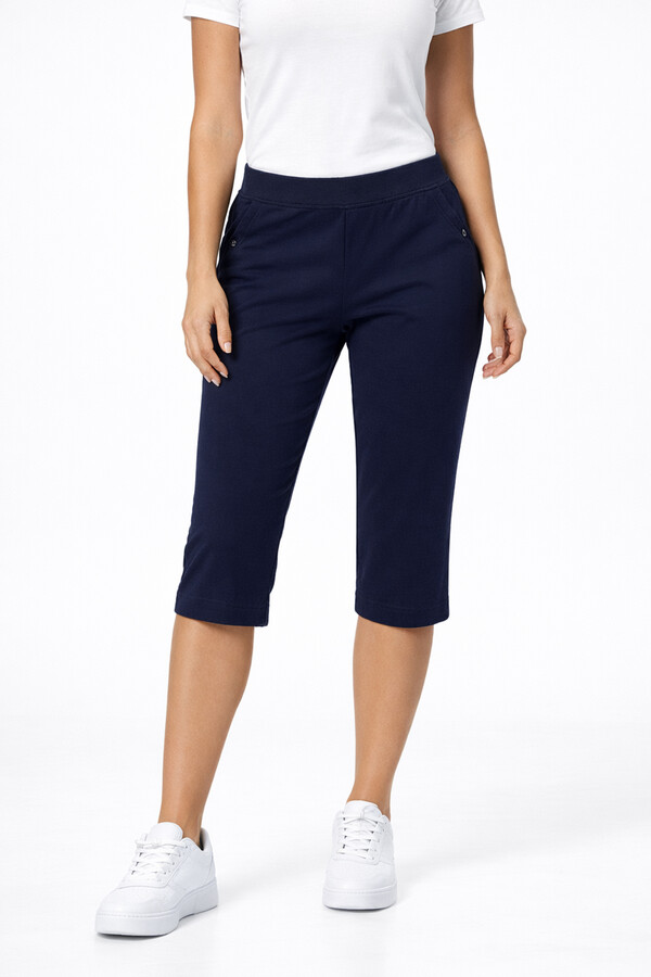 Navy Cotton Capri Shorts 292 - Thumbnail