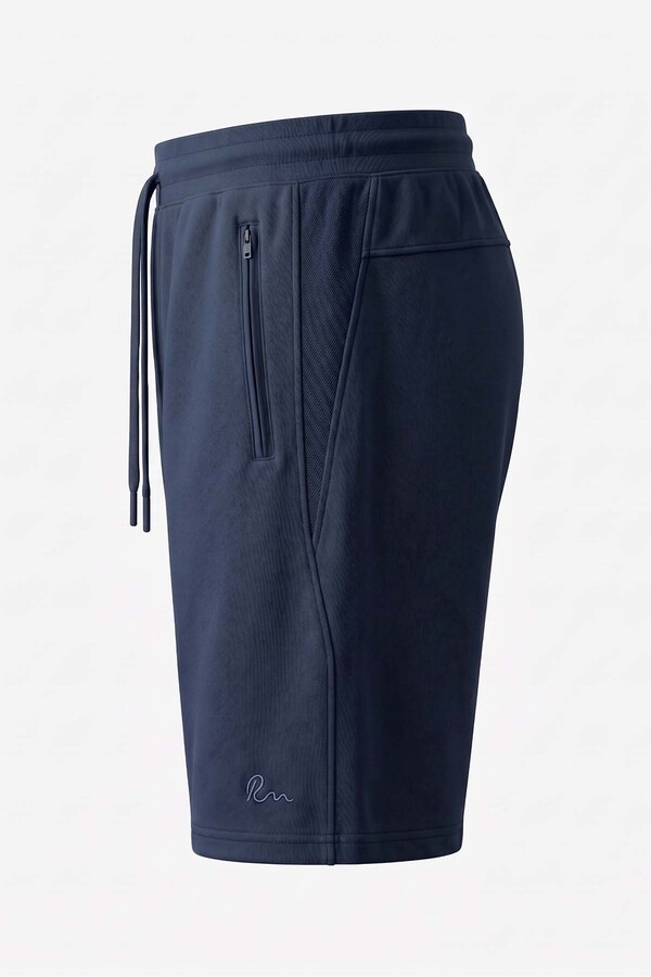 Navy Cotton Knit Shorts with Cargo Pockets - Thumbnail